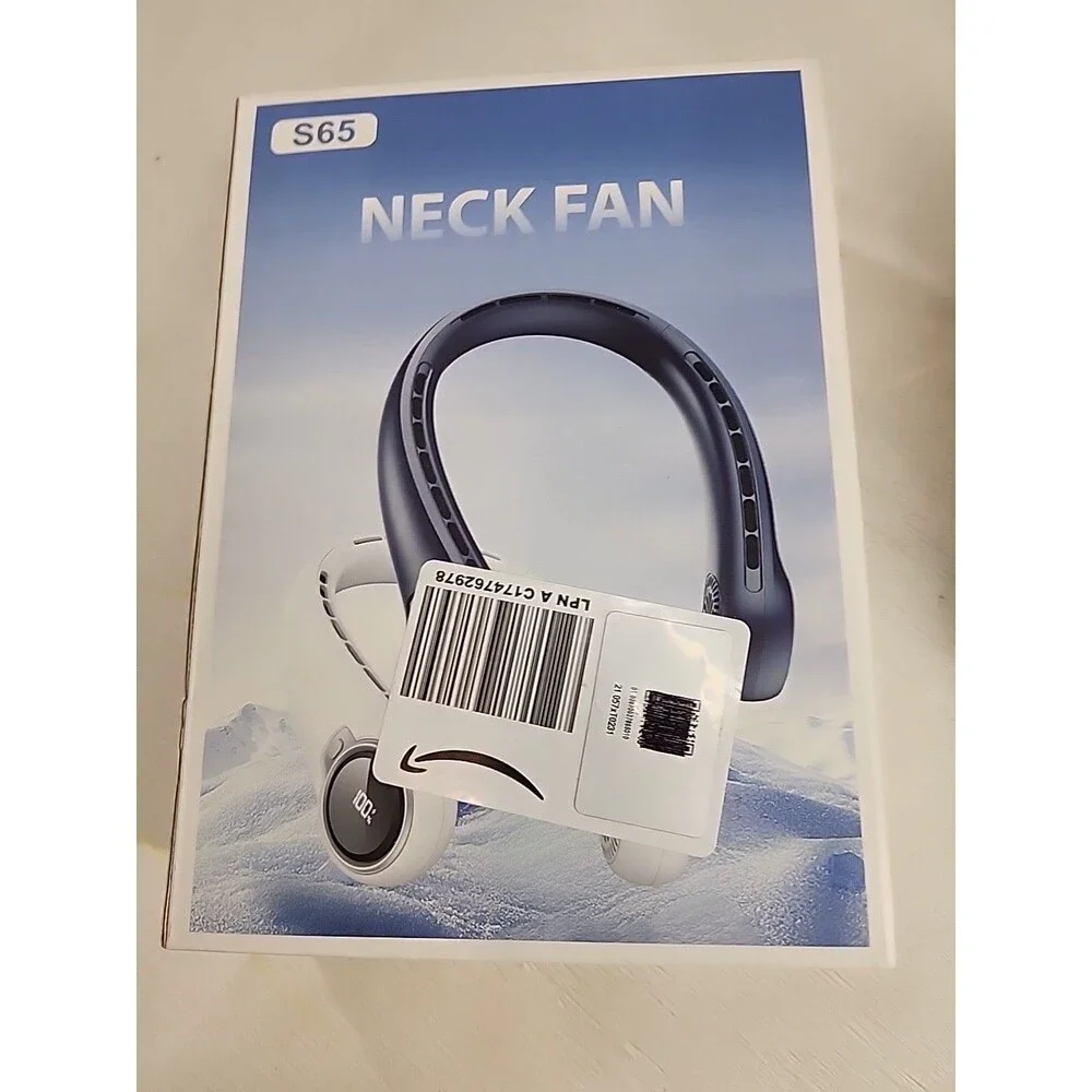 Black Neckband Personal Fan with Rose Gold Accents
